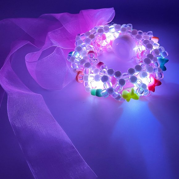 LASR Kawaii Bubble Light Up Ribbon Rave Kandi Bracelet - Picture 3 of 7